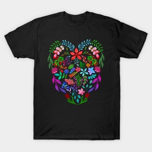 PRETTY COLORFUL FLORALS HEART T-Shirt